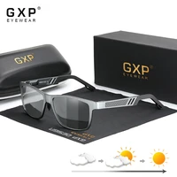 gxp 2022 photochromic polarized sunglasses for men day night driving glasses chameleon anti glare aluminum square eyewear