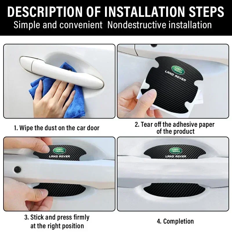 4 шт./компл. наклейка на дверную ручку автомобиля углеродное волокно устойчивая к