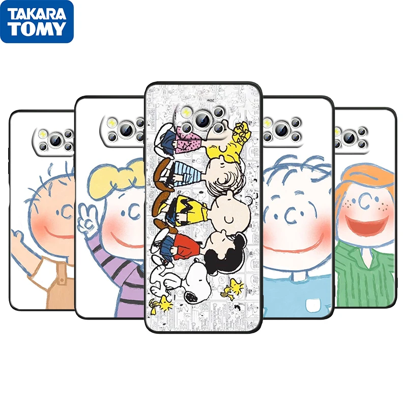 

Anime Peanut Snoopy Cute For Xiaomi Poco M4 X3 F3 GT NFC M3 C3 M2 F2 F1 X2 Pro Mi Mix3 Black Phone Case Fundas Coque Capa Cover