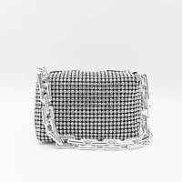 silver metal chain rhinestone wrapped diamond luxury handbags women bags designer purses and handbags wedding purses for bride