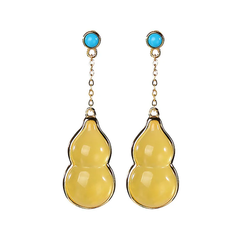 

Trendy 925 Sterling Silver Earrings Women Jewelry New Arrival Beeswax Gourd Drop Earrings For Lady Piercing Accessories