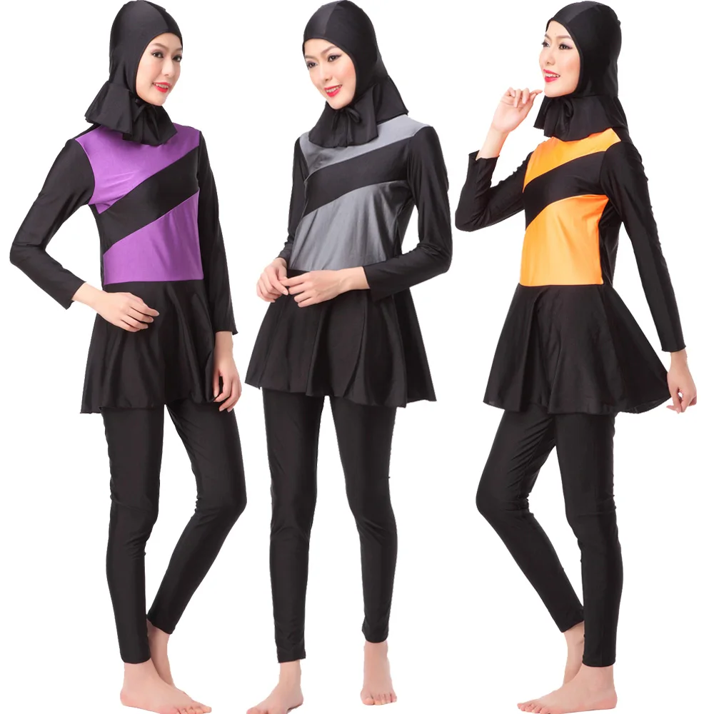 

Full Cover Women Muslim Swimwear Women Islamic Conservative Swimsuit Hijab Set 3 Pieces Burkini Arabic Beachwear Swimmming Suit