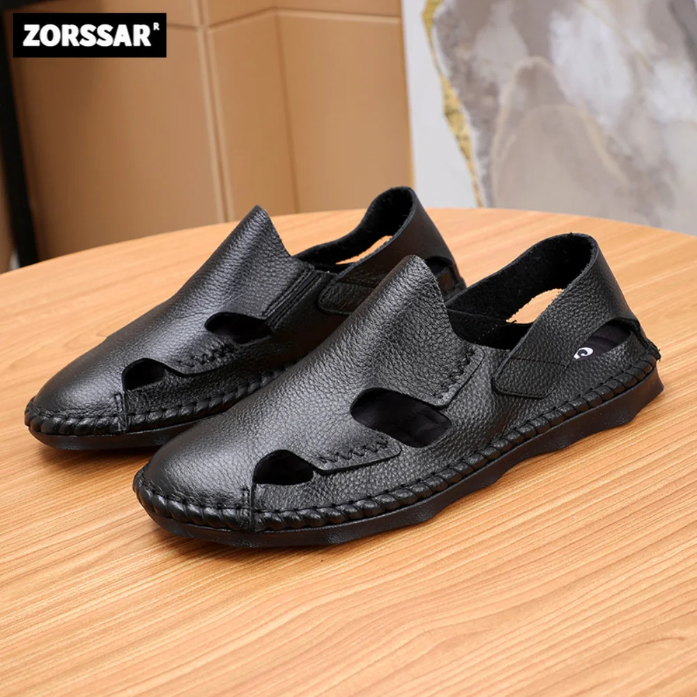 

Genuine Leather Men Shoes Summer New Large Size Men's Sandals Men Sandals Fashion Sandals Slippers Big Size 38-44