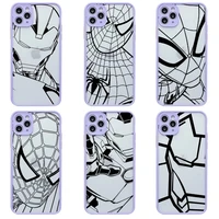 marvel super hero iron man spider man purple transparent phone case for iphone 13 12 11 pro max mini xs 8 7 plus x se 2020 xr