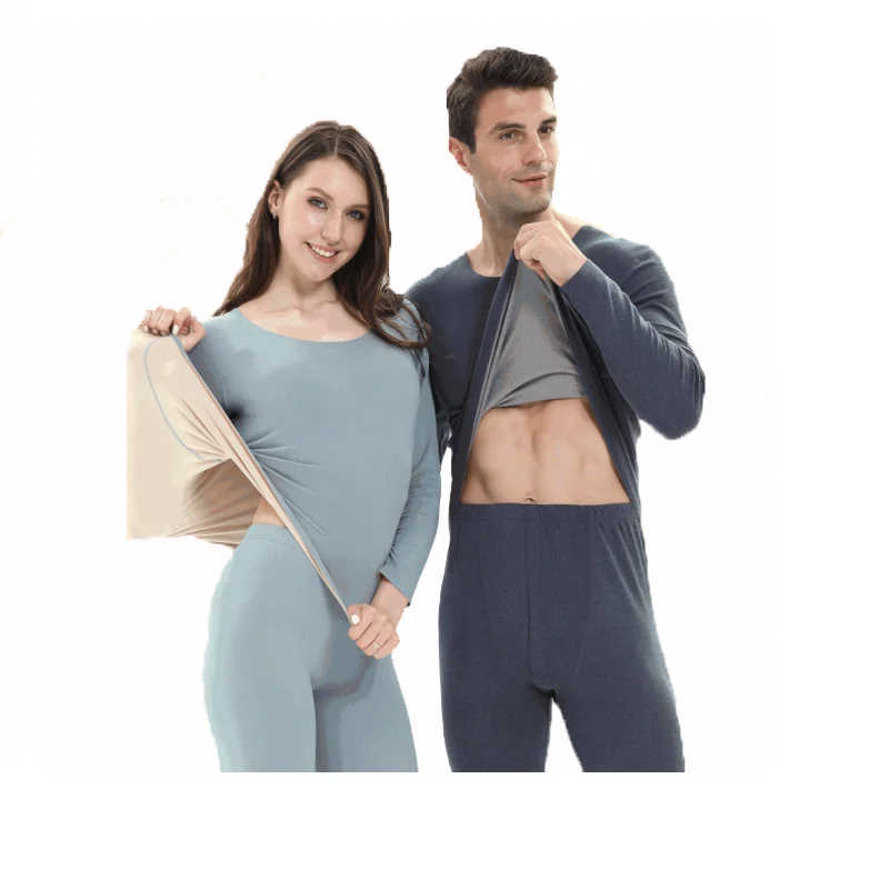 Winter Long Couples Slim-fit Suit Comfortable Self-heating Thermal Underwear For Women And Men