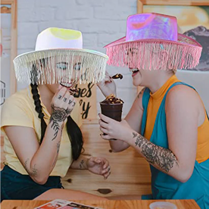 

Ковбойские шляпы с бахромой в западном стиле для женщин, модная кепка с широкими полями и кисточкой для фестиваля, карнавала, вечеринки, Cowgirl