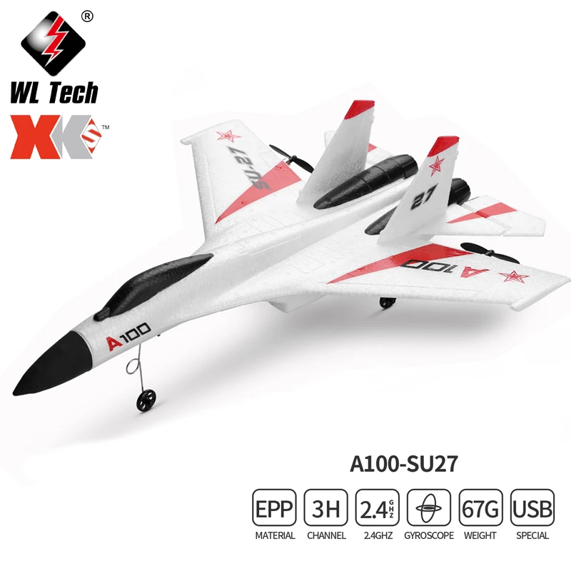 

WLtoys XK A100 RC Plane 3CH 2.4GHz Radio Control Airplanes Remote Control Glider SU27 J-11 Foam Aircraft Model Toys for Children