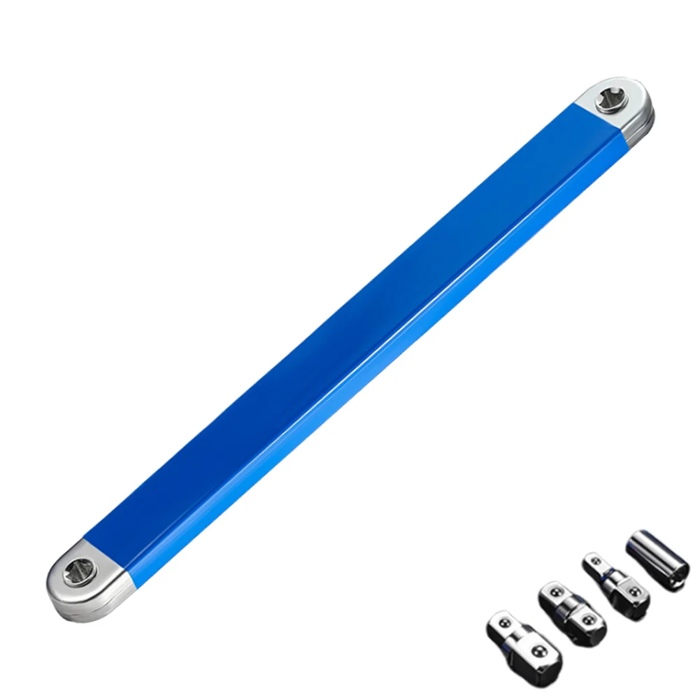 39cm Ratchet Extension Wrench with 4 Adapters Dual-purpose Multifunctional Automotive Hand Tool Supplies