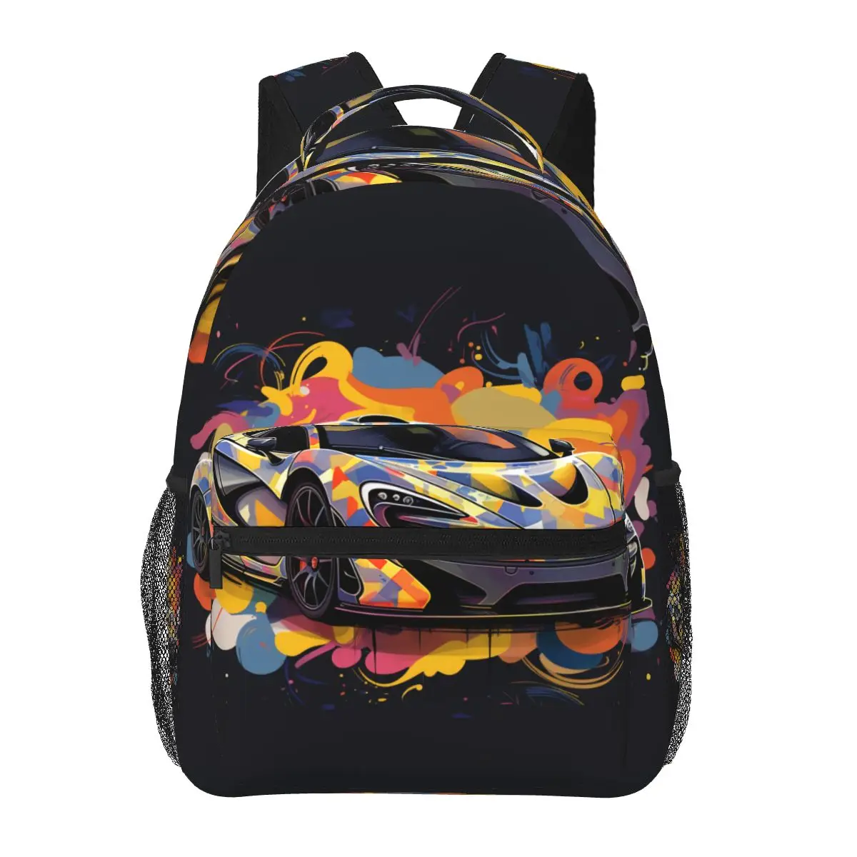 

Powerful Sports Car Backpack Graffiti Simplified Form Outdoor Backpacks Aesthetic High School Bags Colorful Breathable Rucksack