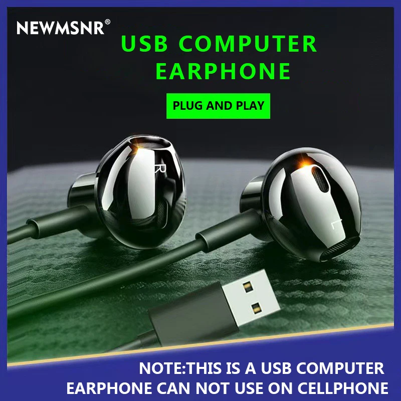 

2.5M USB In Ear Wired Headphone With Mic Stereo Heavy Bass Earphone For Computer Tablets Notebook Desktop Headset Noise Cancel
