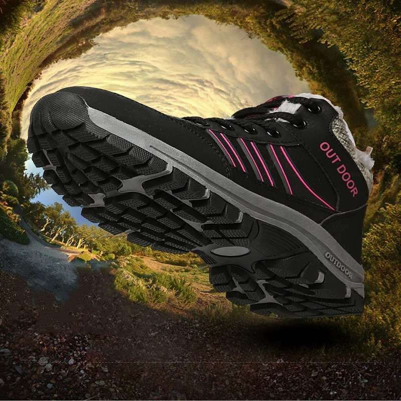 Outdoor Winter Sneakers For Men 2022 New Keep Warm Snow Botas Hombre Winter Boot Leather Lace Up Hunting Tourism Mountain Shoes