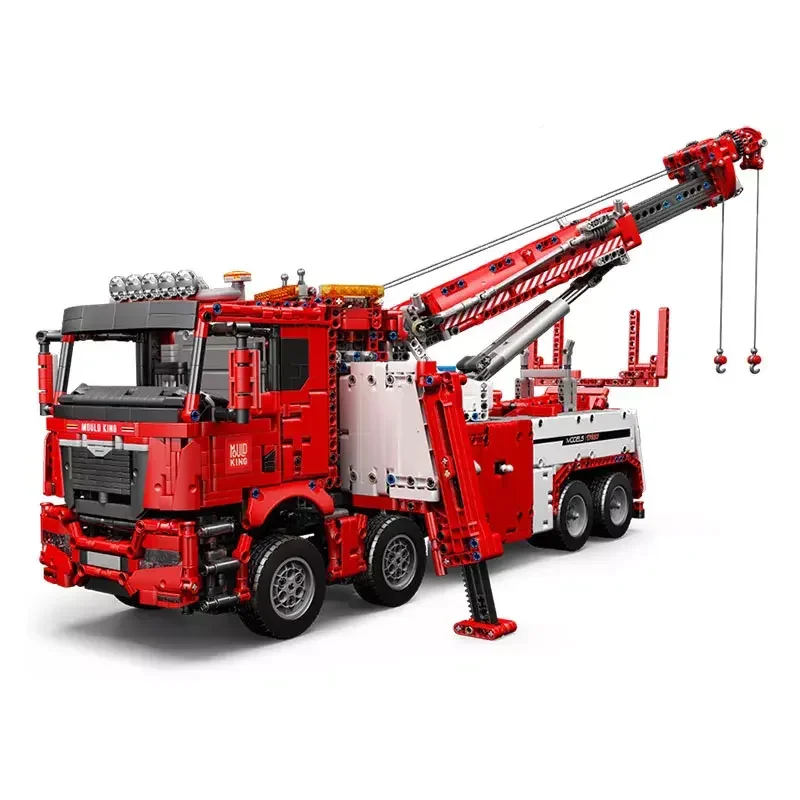 

17027 технические строительные блоки Mold KING, Радиоуправляемый моторизованный пожарный спасательный автомобиль, приложение, пожарный двигатель, модель автомобиля, детские подарки