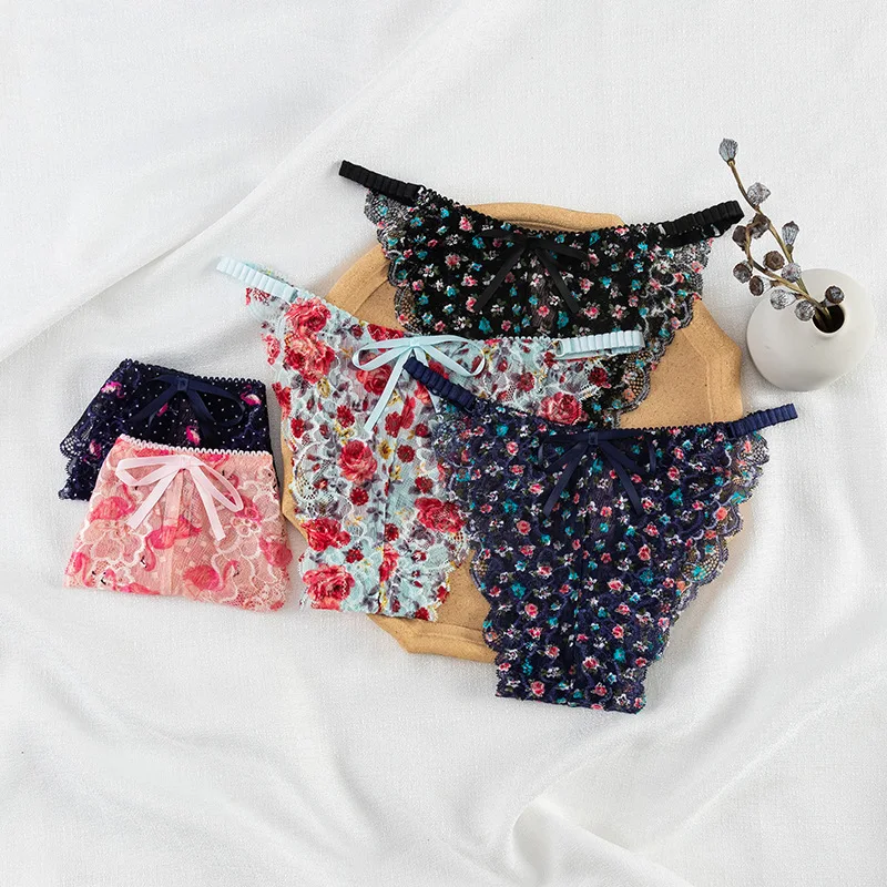 

Women Panties Lace Women Underwear Sexy Bikins Panties Low-waist Women G-string Thongs Bow Lingerie Slip Femme Female 1PCS