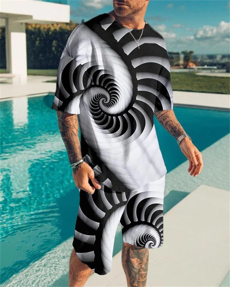 

New Summer Streetwear Men Set Tracksuit For Man Oversized Clothes 3d Printed T shirt Shorts Sportswear Mens Tshirts 2-Piece Suit