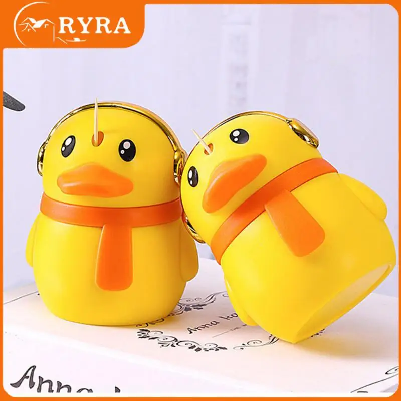 

Little Yellow Duck Advertising Toothpick Tube Protect Remaining Toothpicks From Dust Single Hole Design Automatic Toothpick Jar