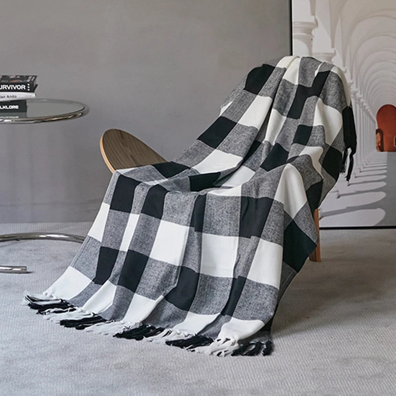 

Yaapeet Home Buffalo Plaid Throw Blanket Fall Farmhouse Style Blanket with Decorative Tassels for Couch Sofa-Outdoor Fringe Lap