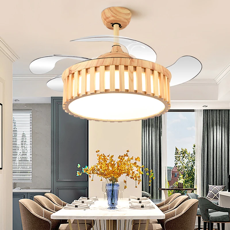 

Pendant Lights Led Art Chandelier Lamp Ceiling Fan Bedroom Decor Invisible Dining Room Lighting Remote Control Living Room
