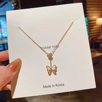 titanium steel butterfly gold pendant necklace for women romantic luxury chain choker necklaces colgantes dropshipping