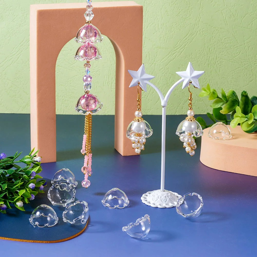 10 шт. прозрачные многолепестковые цветочные бусины торцевые крышки стеклянные