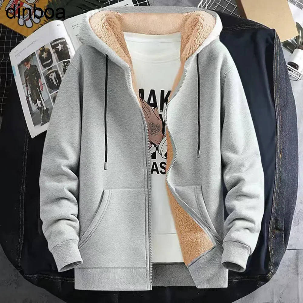 

Флисовые толстовки, куртки, мужские зимние однотонные спортивные пальто, Мужская модная одежда, сохраняющая тепло, повседневная куртка с ка...