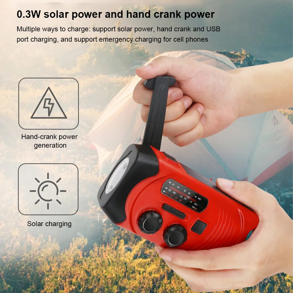 emergency radio hand crank solar phone charger us version multifunctional receiver frequency led flashlight hiking backpacking free global shipping