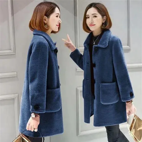 

New Women's Winter and Autumn 2022 Coat Long Imitation Lamb Fur Fur One Thick Imitation Fur Casual Coat for Women