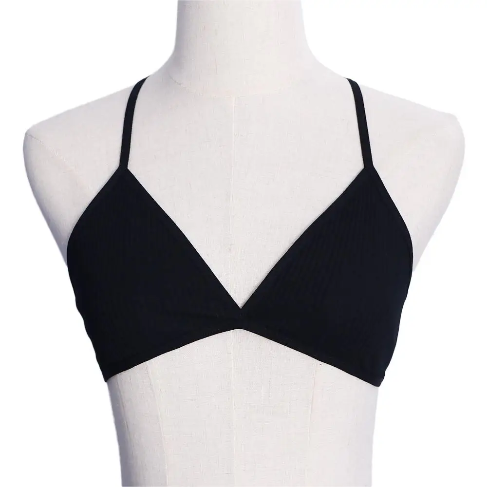 

Women Sexy Triangle Cup Wire Free Deep V Push Up Bustier Bralette Cotton Bra Top Bras