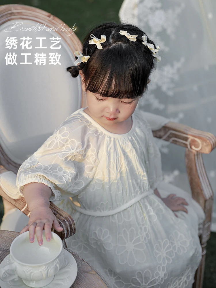 

Girls' New Bow Tie Dress Fashion Puff Sleeve Baby Children Summer Cute Princess Dress