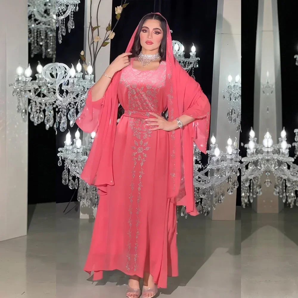 Комплект из 2 предметов шифоновое платье халат с поясом мусульманское женское