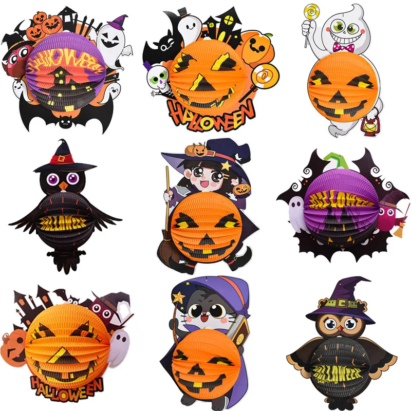 

Halloween Pumpkin Origami Lanterns Ghost Festival Hanging Pendants Shopping Mall Haunted Houses Bar Scenes Atmosphere Props