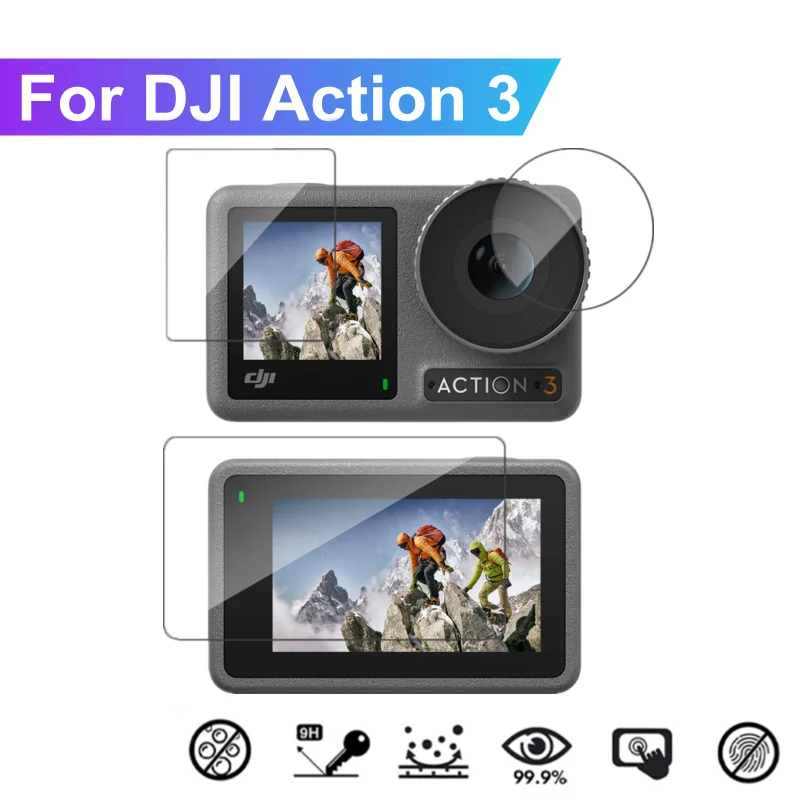 

Tempered Glass Front Back Screen Protector for DJI Osmo Action 3 Lens Protective Film for DJI Action 3 Action3 Accessories New