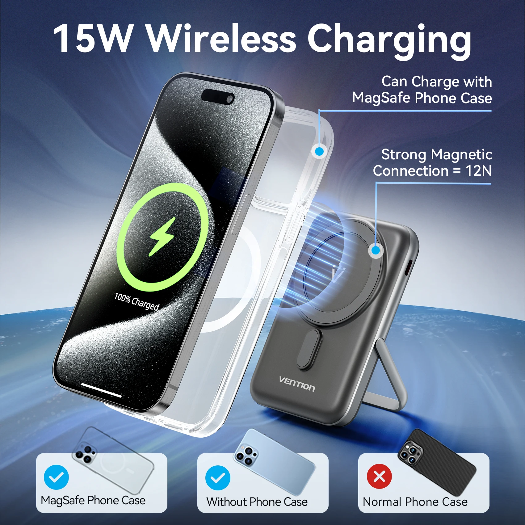 Vention PD20W Power Bank Магнитный 10000 мАч Портативный беспроводной PowerBanks Быстрая зарядка