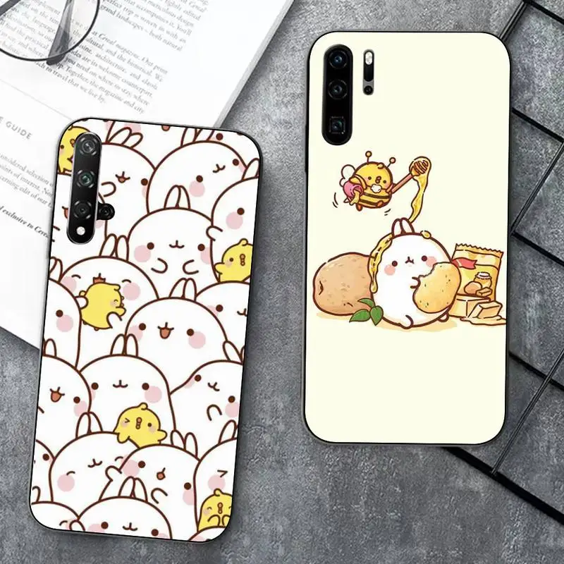 

Kawaii Molang Cartoon Anime cat Phone Case for Huawei Honor 10 i 8X C 5A 20 9 10 30 lite pro Voew 10 20 V30