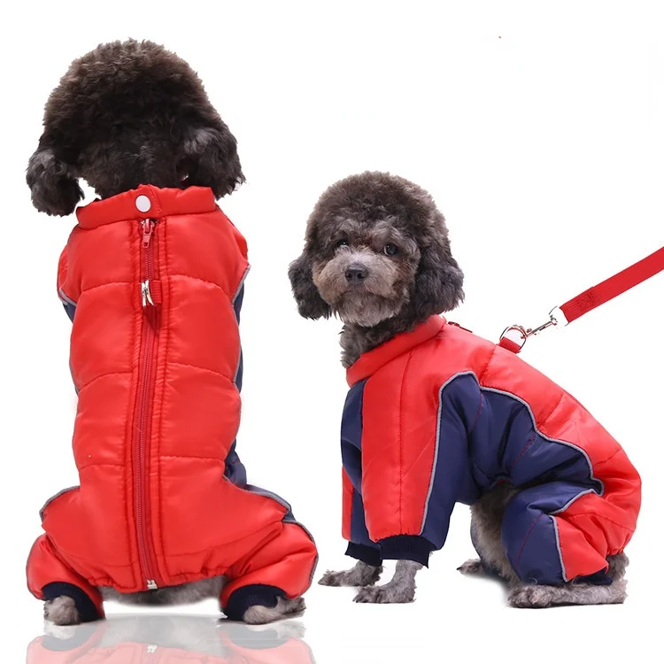 Autumn and Winter Small and Medium Dog Autumn and Winter Pet Clothing Warm Cotton Padded Thickened Warm Four-Legged Pet Overalls