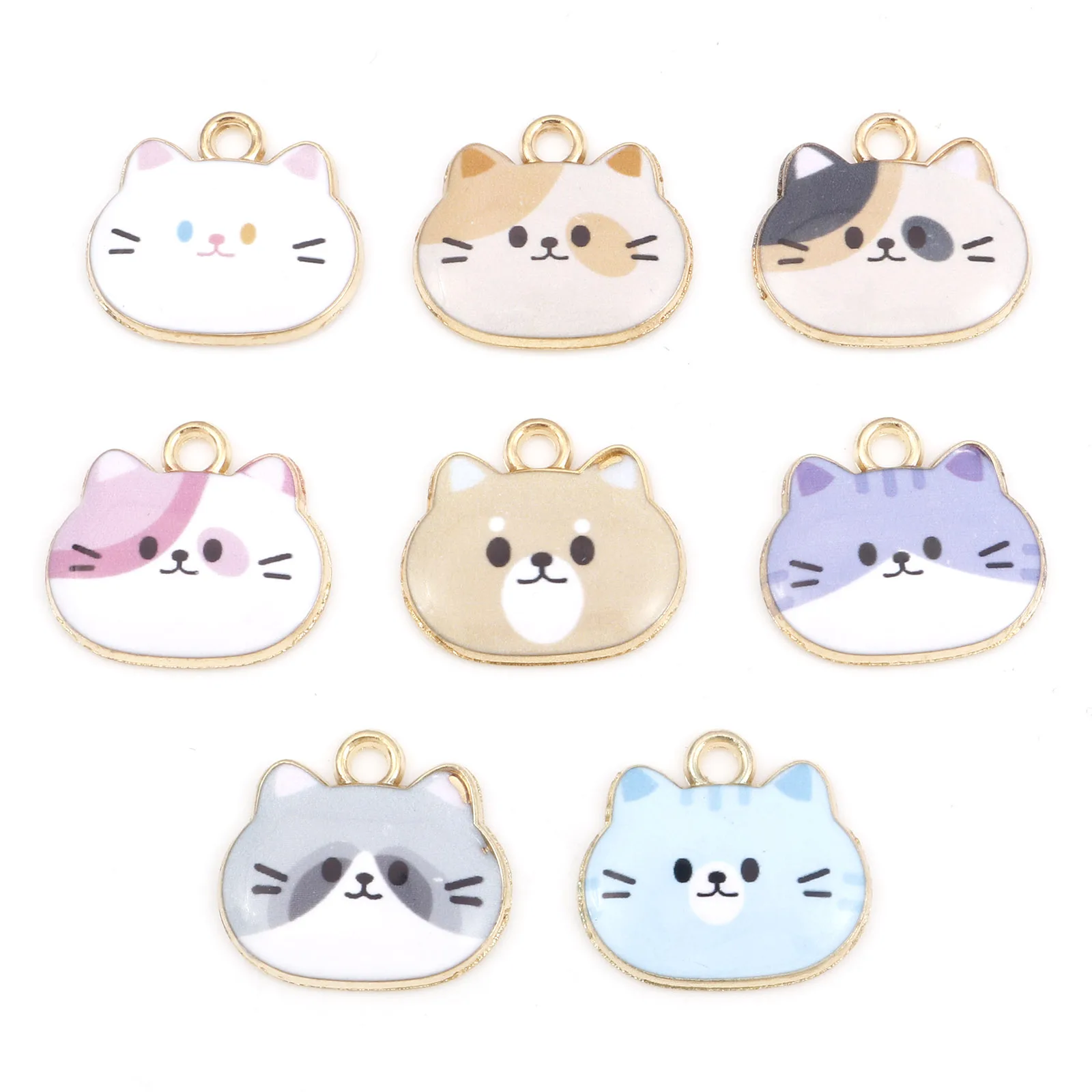 

Cute Zinc Based Alloy Enamel Cat Animal Charms Gold Color Pendant For DIY Necklace Bracelet Making Findings 20mm x 18mm, 10 PCs