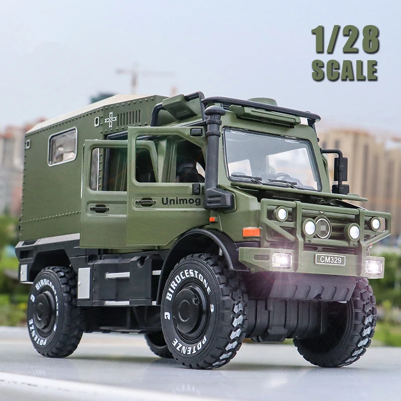 

Коллекция 1/28 года, модель внедорожника UNIMOG U4000 из сплава для дома на колесах, модель внедорожника из литая металла, имитация искусств, детска...