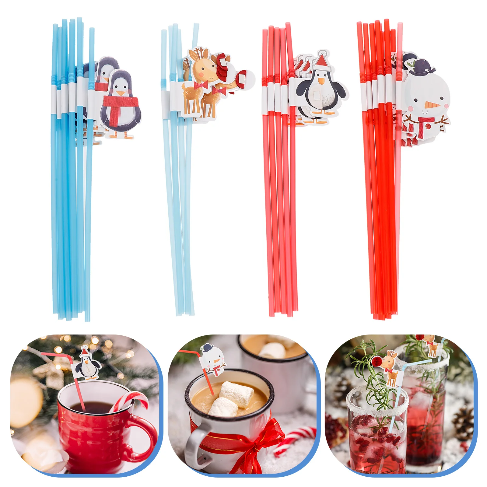 

30pcs Christmas Elk Straws Drinking Straws for Christmas Party