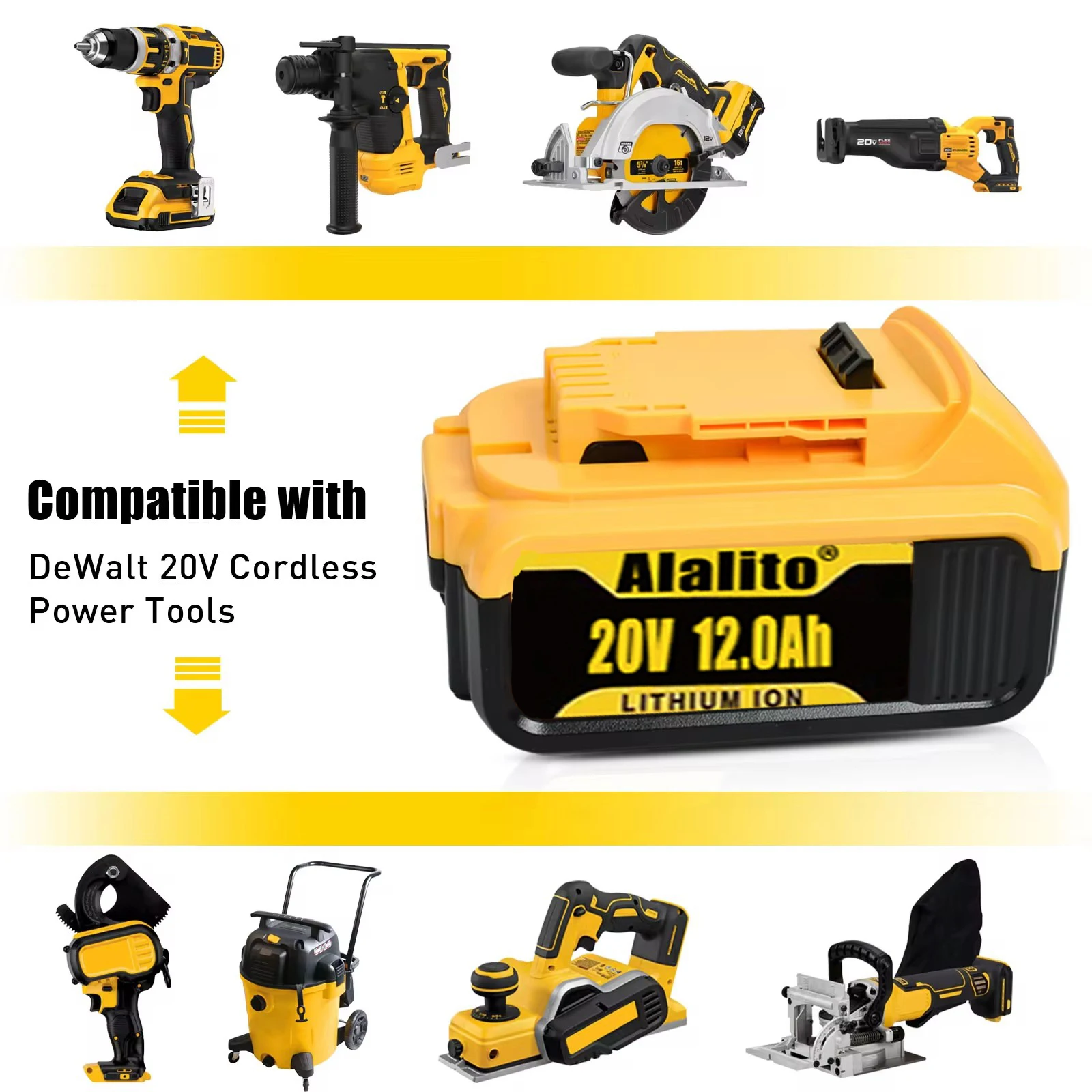 Сменный литий-ионный аккумулятор для электроинструмента DeWalt DCB205 DCB201 DCB203 20 в 12000