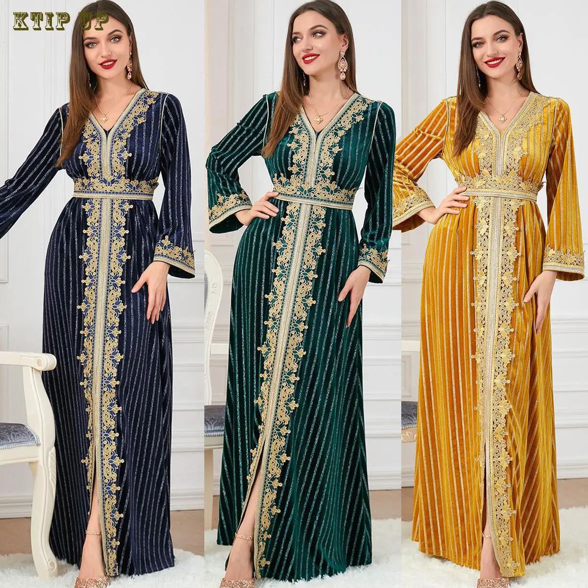 

New Autumn Winter Fashion Velvet Hijab Dress Turkey Kaftan Islam Clothing Abaya Dubai Muslim For Women Caftan Marocain Robe