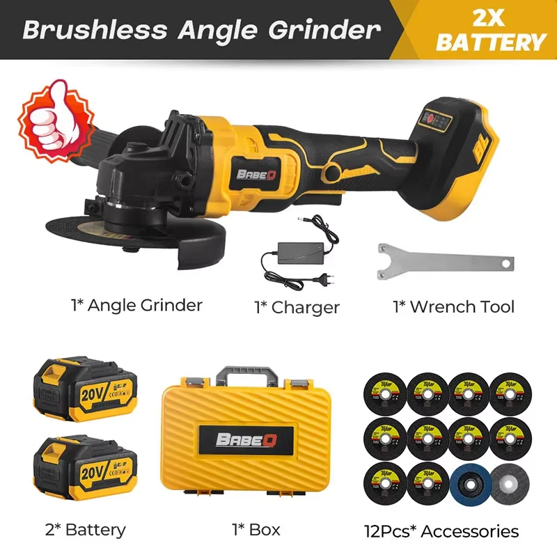 

Беспроводная электрическая шлифовальная машина BABEQ, 125 мм, 3 скорости, с аккумулятором 18 в