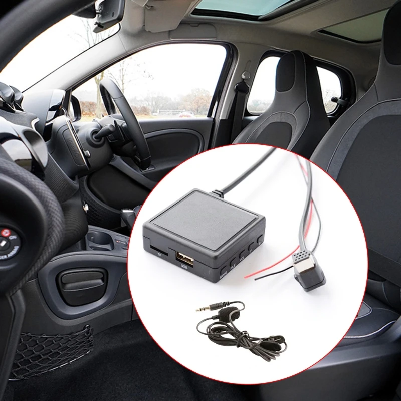 

090E Smart Bluetooth-compatible TF USB Microphone Receiver 3.5mm Car AUX Adapter Car Input Adapters