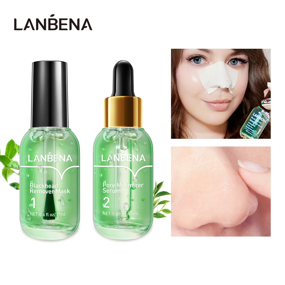 

LANBENA Blackhead Remover Serum Set Professional Blackhead Removal Mask Face Nose Skin Essence Cleaning Pores Shrinking Pore Kit
