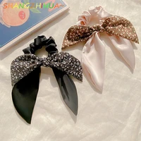 2022 trend south korea floral ribbon hair rope headwear temperament fairy hair band female rubber band go out to tie hair rope