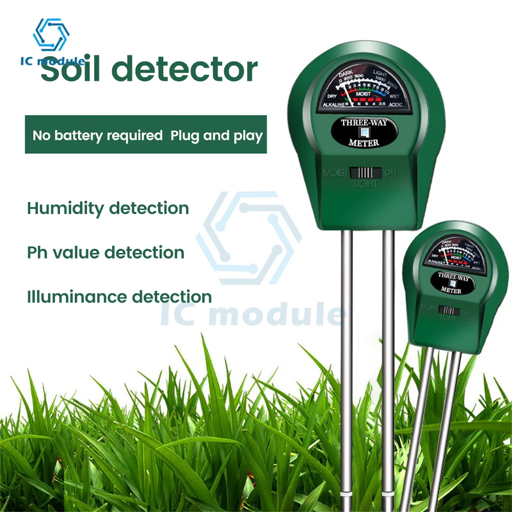 

High Quality Humidity/PH value/light detection 3-in-one Soil PH Meter Sunlight Tester Garden Flowers Soil Moisture Sensor Meter