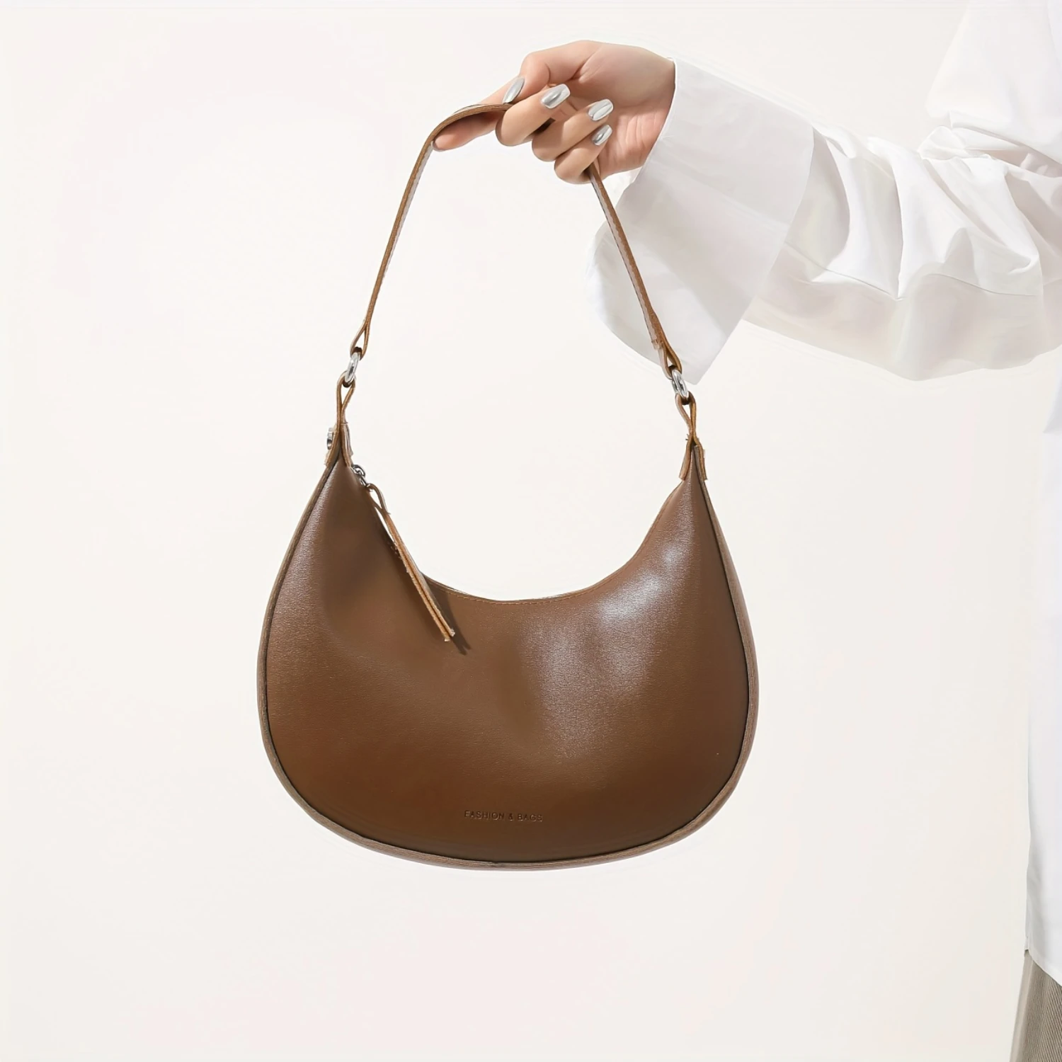 Сумка Хобо Женская однотонная универсальная сумка-полумесяц для подмышек