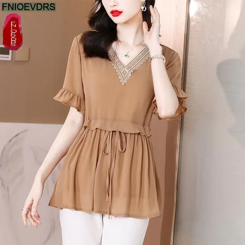 

Loose Lazy 5XL 4XL 3XL Clothes Elegant Blusas Women Summer Blouse Floral Print Office Lady Belly Vintage Retro Tunic Peplum Tops