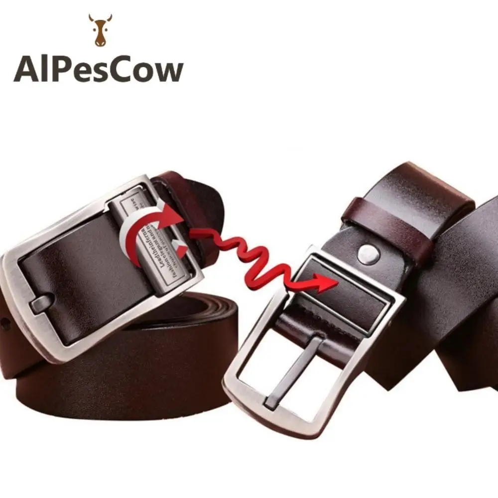 

Men Luxury Top Quality 100% Genuine Leather Belts For Male Strap Metal Pin Buckle Luxury 2022 Famous Brand Design Vintage Belt