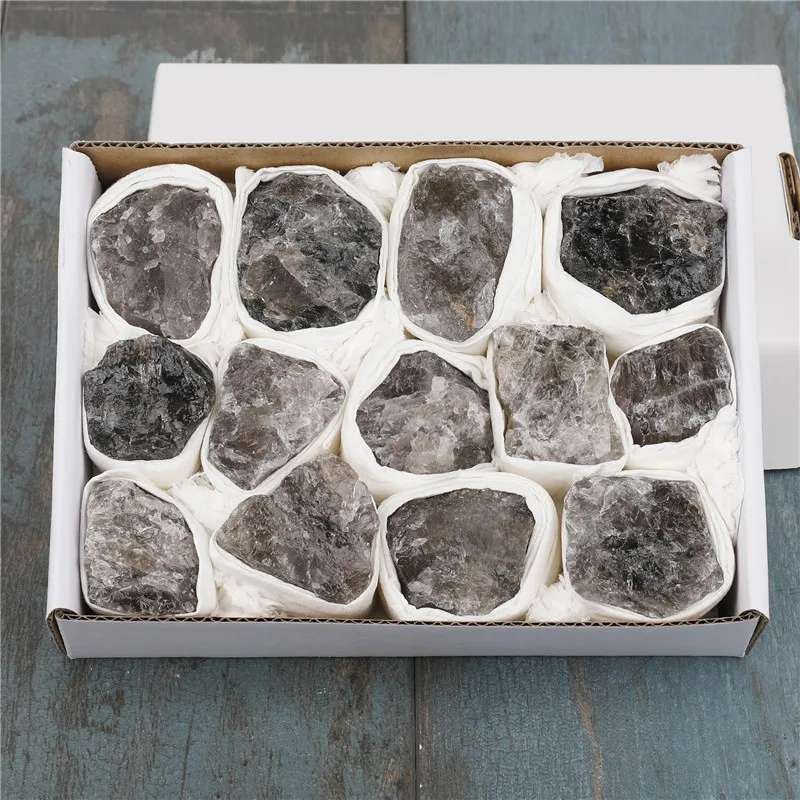1 Box Smokey Quartz Natural Stone Chakra Healing Stones Crystal Gemstone Rough Rock Mineral Specimen Stone Home Decor