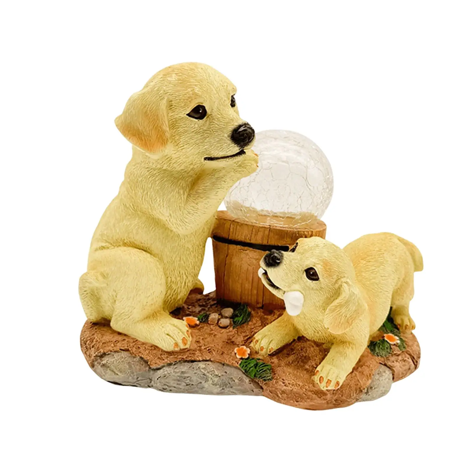 

Creative Solar Statue Hand Painted Sculptures Standing Two Dogs solar Statue for Yard Patio Outdoor Indoor Decorative