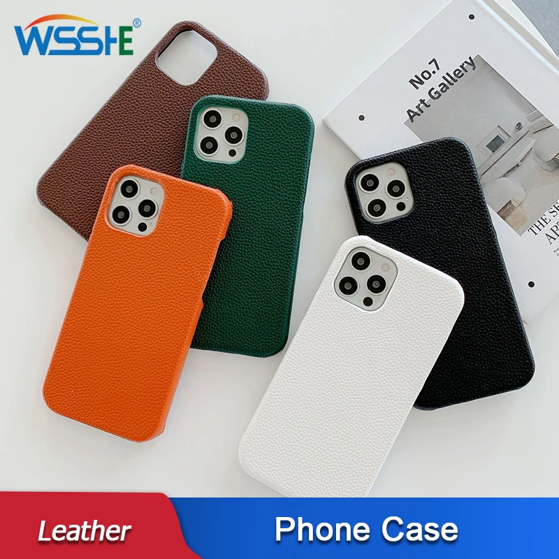 

Leather Lichee Pattern Phone Case For iPhone 13 12 11 14 Pro Max Mini X XS XR 7 8 Plus Shockproof Luxury Protection Cover